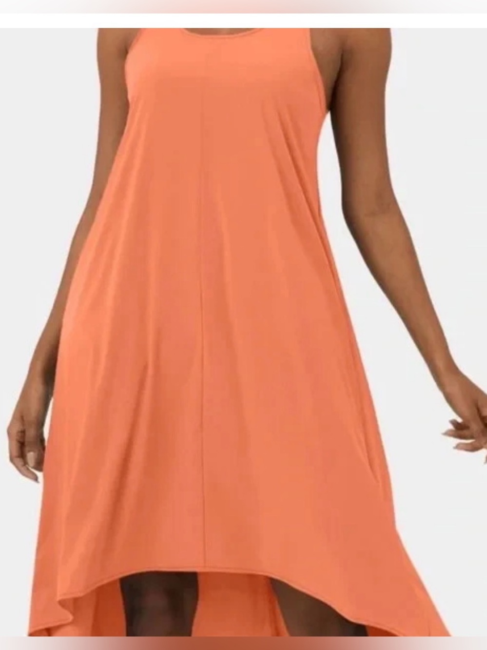 Halara Breezeful Racerback High Low Midi Dress L Coral Built In Bra NWT Resort - Picture 9 of 10
